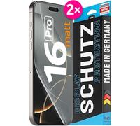 2X se® Protector 3D Antirreflejo para Apple iPhone 16 Pro, Protección Solar, Compatible con Huellas y FaceID, Instalación sin Burbujas, Mate, Resistente a Golpes y Arañazos, Matériau TPU