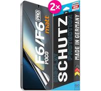 2x se® Protector 3D Antirreflejo para Xiaomi Poco F6 / F6 Pro, Protección Solar, Compatible con Huellas y FaceID, Instalación sin Burbujas, Mate, Resistente a Golpes y Arañazos, Matériau TPU