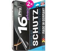 2x se® Protector 3D Privacy para Apple iPhone 16 Pro, Protección de Privacidad, Compatible con Huellas y FaceID, Instalación sin Burbujas, Resistente a Golpes y Arañazos, Fabricado en Alemania