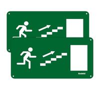 2x señal de salida de seguridad señal de salida de emergencia en la pared, 20x10cm, izquierda arriba salida