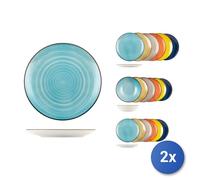 2X Servicio De Mesa 18 Piezas De Cerámica Caribe, Asortidos