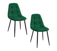2x silla de terciopelo con tapizado capitoné sj1 verde botella