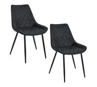 2x silla tapizada capitoné de terciopelo sj.0488 negro