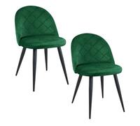 2x silla tapizada capitoné de terciopelo sj.077 verde botella