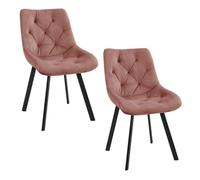 2x silla tapizada capitoné de terciopelo sj.33 rosa