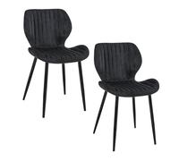 2x silla tapizada de terciopelo acolchado sj.17 negro