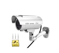 2X Simulación de Cámara Solar, Simulación de Vigilancia en Exteriores, Cámara Falsa, Cámara Simulada con Luz LED Plateada