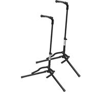 2x Soporte De Guitarras Classic Cantabile GS-200F (plegable, para guitarra clásica, E-guitarra, E-bajo, banjo ajustable en altura de 57 a 75 cm, base 52 x 30 cm, cierre de contacto de goma) negro