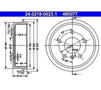2x Tambor de freno 24.0218-0023.1 ATE para MERCEDES-BENZ CLASE A