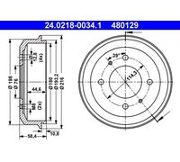 2x Tambor de freno 24.0218-0034.1 ATE para HYUNDAI ACCENT I ACCENT Sedán