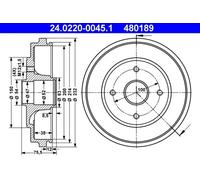2x Tambor de freno 24.0220-0045.1 ATE para OPEL SUZUKI