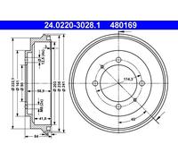 2x Tambor de freno 24.0220-3028.1 ATE para MITSUBISHI CARISMA CARISMA Sedán