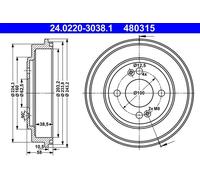2x Tambor de freno 24.0220-3038.1 ATE para HYUNDAI GETZ