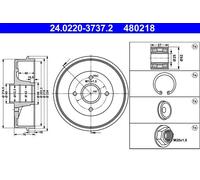 2x Tambor de freno 24.0220-3737.2 ATE para DACIA RENAULT