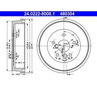 ATE 24.0222-8008.1 Tambor de freno