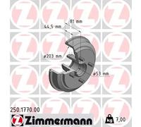 2x Tambor de freno 250.1770.00 ZIMMERMANN para FORD FIESTA V FUSION