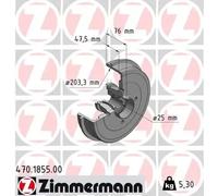 2x Tambor de freno 470.1855.00 ZIMMERMANN para DACIA RENAULT