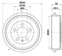 2x Tambor de freno 8DT 355 300-371 HELLA para SEAT SKODA VW AUDI