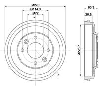 HELLA 8DT 355 303-071 Tambor de freno