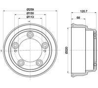 HELLA 1x Bremstrommel 8DT355303-221