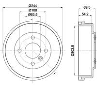 2x Tambor de freno 8DT 355 303-421 HELLA PAGID para FORD FIESTA VII Van