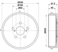 2x Tambor de freno 8DT 355 303-531 HELLA para TOYOTA YARIS
