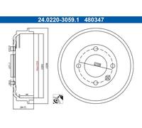 2x Tambor de freno barnizado 24.0220-3059.1 ATE para CITROËN OPEL PEUGEOT