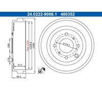 2x Tambor de freno barnizado 24.0222-9006.1 ATE para NISSAN NV200 Furgoneta