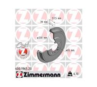 2x Tambor De Freno COAT Z Zimmermann Para VW Audi Seat Skoda 600 1965 20 Trasera