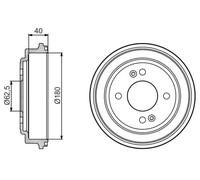 2x Tambor de freno Eje trasero 0 986 477 216 BOSCH para HYUNDAI GETZ