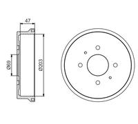 2x Tambor de freno Eje trasero 0 986 477 235 BOSCH para SMART MITSUBISHI