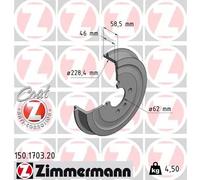 2x Tambor de freno revestido 150.1703.20 ZIMMERMANN para BMW 3 3 Descapotable