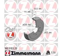 2x Tambor de freno revestido 180.5103.20 ZIMMERMANN para CITROËN PEUGEOT TOYOTA