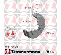2x Tambor de freno revestido 250.1749.20 ZIMMERMANN para FORD FIESTA VII