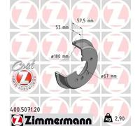 2x Tambor de freno revestido 400.5071.20 ZIMMERMANN para MERCEDES-BENZ CLASE A