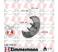 2x Tambor de freno revestido 430.1790.20 ZIMMERMANN para OPEL AGILA