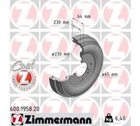 2x Tambor de freno revestido 600.1958.20 ZIMMERMANN para VW GOLF II GOLF III