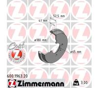 2x Tambor de freno revestido 600.1963.20 ZIMMERMANN para VW LUPO I