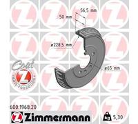 2x Tambor de freno revestido 600.1968.20 ZIMMERMANN para SEAT VW AUDI SKODA