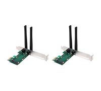 2X Tarjeta Inalámbrica WiFi Mini PCI-E Express Una Adaptador PCI-E con 4 Antenas Externas para PC
