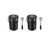 2X Tarro de Café HerméTico 500G Frijoles, Contenedor de Frijoles de 1,8 L, Caja de Café Al VacíO con Cuchara Tarro de Almacenamiento para Café en