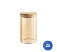 2X Tarro De Vidrio Borosilicato Color Ámbar Cm 9X15,5 Capacidad Cc 850.