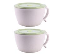 2X Tazones de Fideos para Microondas con Tapa-40 Oz Taza de Sopa de Paja de Trigo