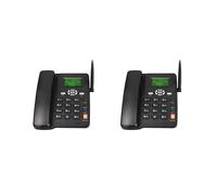 2X Teléfono Inalámbrico de Escritorio Compatible con GSM 850/1800/1900 MHZ, Tarjeta SIM Dual, Teléfono Fijo 2G con Antena, Radio y Enchufe de la UE