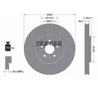 2x TEXTAR Disco Freno Ventilado Interno Ø345mm para MG AS33