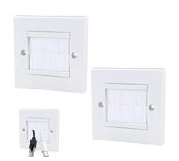 2x Toma de Pared Multimedia con Apertura de Cerdas, Paso de Cables para Caja de Empotrar, Placa de Pared para Cables Multimedia, Compatible con PC TV Monitor Proyector Consola Home Cine