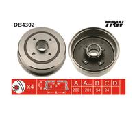 2X TRW DB4302 Tambor Del Freno de Tambor para Opel Corsa Tigra Twintop 90 04 417