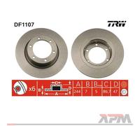 2x TRW DF1107 Disco de Freno para Citroën 2 Cv Acadiane Ami Break Dyane Mehari
