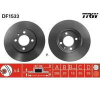 2x TRW DF1533 Disco de freno Delantero para VW GOLF II (19E, 1G1) GOLF III (1H1)