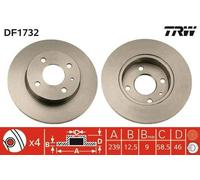 2x TRW DF1732 Disco de freno Delantero para ALFA ROMEO 33 (905) 33 (907A) 239mm